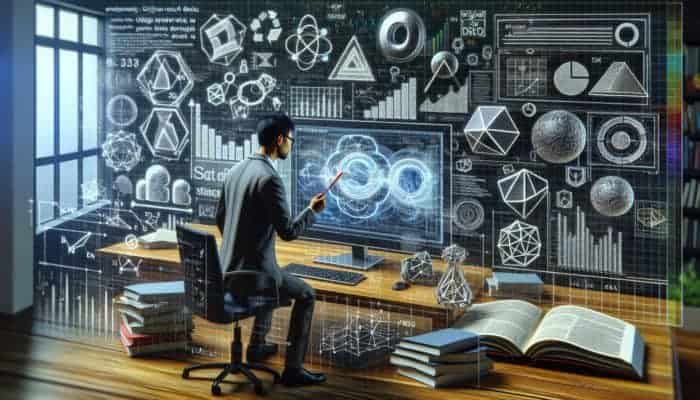 Utilise Original Research for Backlink Attraction: A digital marketer analysing data visualisations on a screen, surrounded by research materials, enhancing SEO credibility.