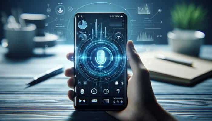 Smartphone showing Siri with clear, concise queries like "Set a reminder for 3 PM" and "What's the weather in London?" against a modern background.