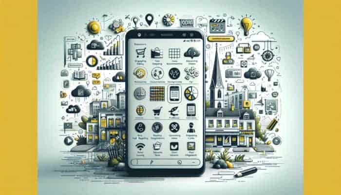 A smartphone displaying a vibrant e-commerce site with responsive design, fast-loading products, set in Totnes.