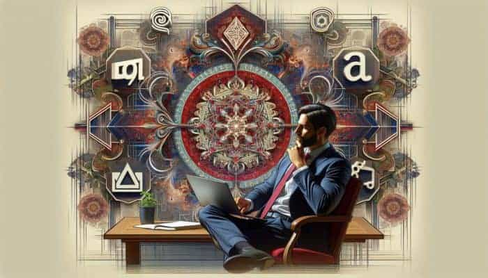 A small business owner reviewing e-commerce platform costs on a laptop, surrounded by logos.