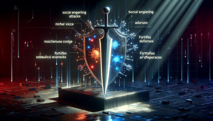 AI as a dual-edged sword in cybersecurity, enhancing attacks and fortifying defenses.